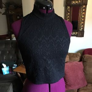 Mock Turtleneck Black Crop Top FOREVER 21